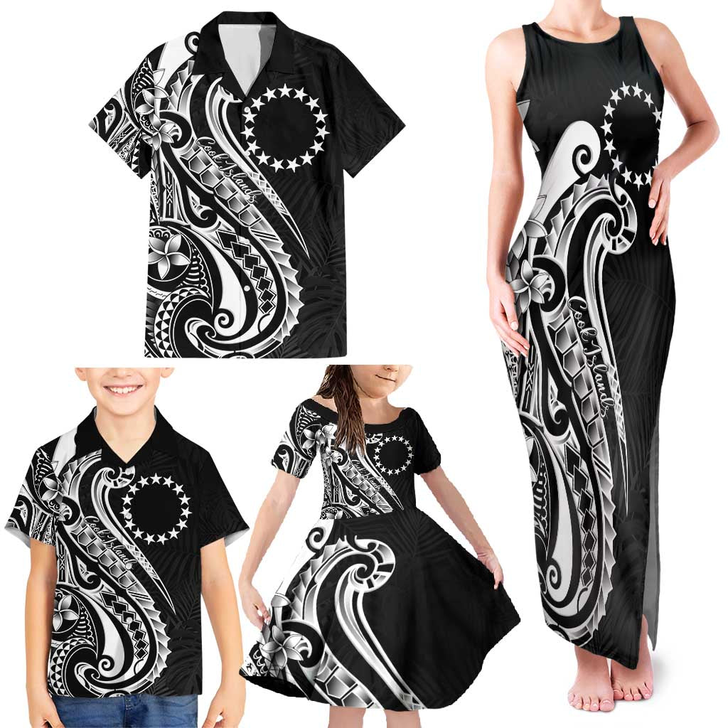 Kia Orana Cook Islands Family Matching Tank Maxi Dress and Hawaiian Shirt Kerekere Plumeria Tropical Waves - Polynesian Pride