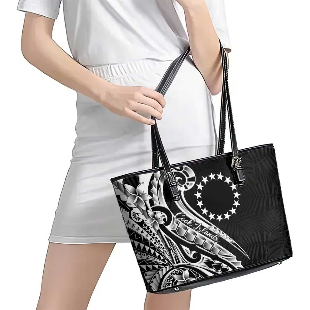 Kia Orana Cook Islands Leather Tote Bag Kerekere Plumeria Tropical Waves - Polynesian Pride