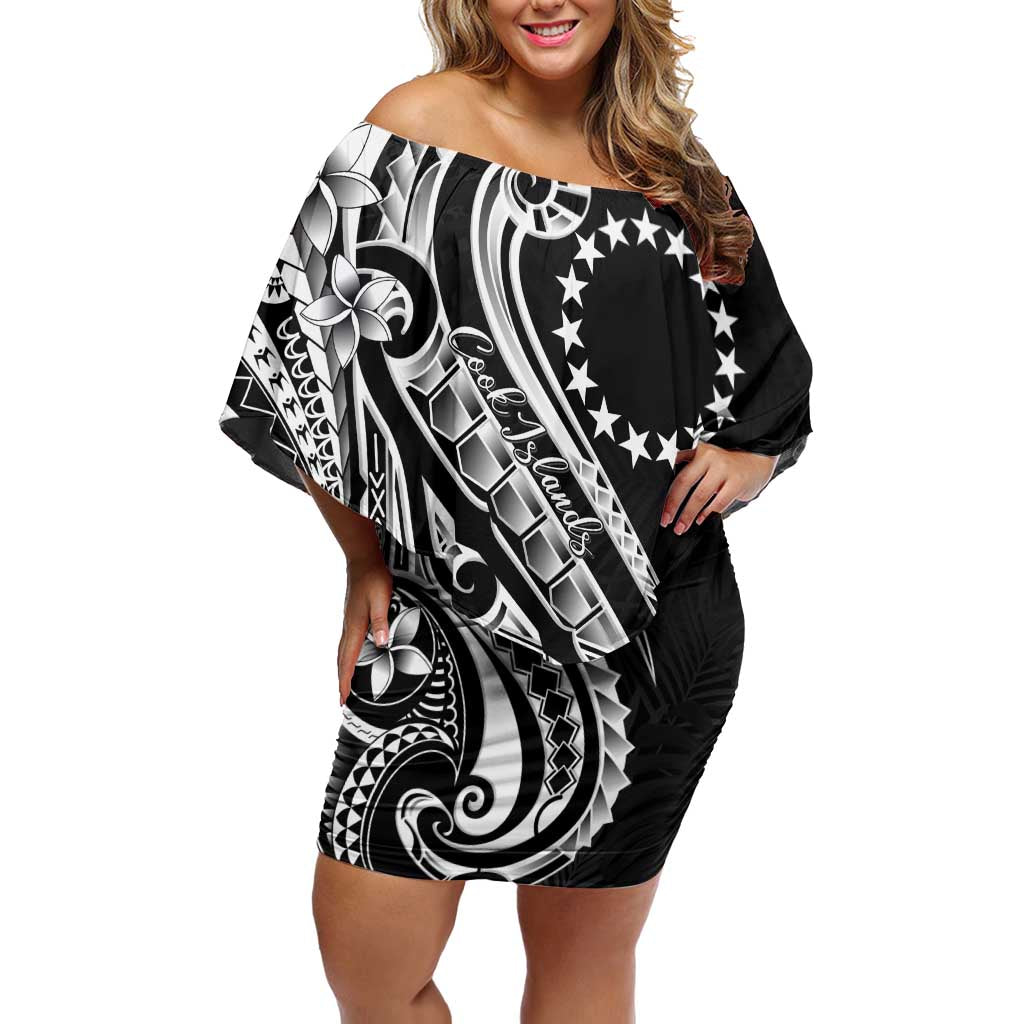 Kia Orana Cook Islands Off Shoulder Short Dress Kerekere Plumeria Tropical Waves - Polynesian Pride