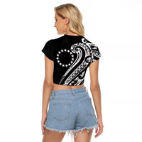 Kia Orana Cook Islands Raglan Cropped T Shirt Kerekere Plumeria Tropical Waves - Polynesian Pride