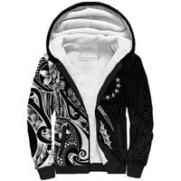 Kia Orana Cook Islands Sherpa Hoodie Kerekere Plumeria Tropical Waves - Polynesian Pride