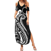 Kia Orana Cook Islands Summer Maxi Dress Kerekere Plumeria Tropical Waves - Polynesian Pride