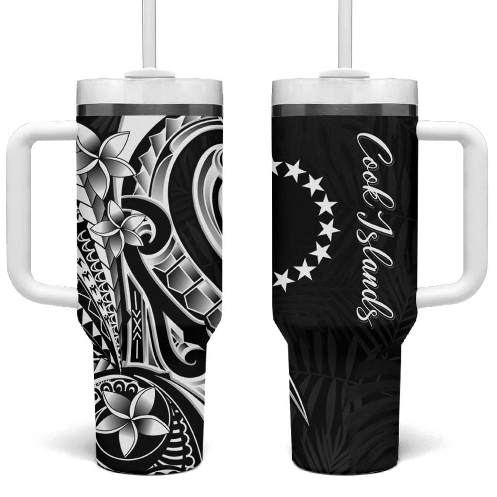 Kia Orana Cook Islands Tumbler With Handle Kerekere Plumeria Tropical Waves - Polynesian Pride