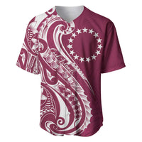 Kia Orana Cook Islands Baseball Jersey Maroon Plumeria Tropical Waves - Polynesian Pride