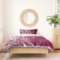 Kia Orana Cook Islands Bedding Set Maroon Plumeria Tropical Waves - Polynesian Pride