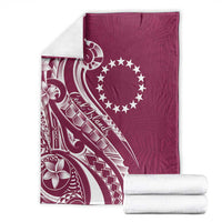 Kia Orana Cook Islands Blanket Maroon Plumeria Tropical Waves - Polynesian Pride