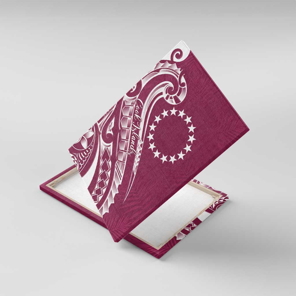 Kia Orana Cook Islands Canvas Wall Art Maroon Plumeria Tropical Waves - Polynesian Pride