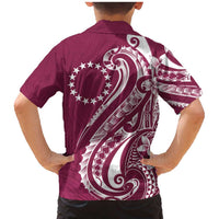 Kia Orana Cook Islands Family Matching Mermaid Dress and Hawaiian Shirt Maroon Plumeria Tropical Waves - Polynesian Pride