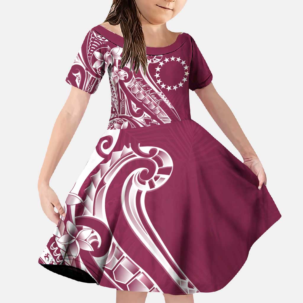 Kia Orana Cook Islands Family Matching Mermaid Dress and Hawaiian Shirt Maroon Plumeria Tropical Waves - Polynesian Pride