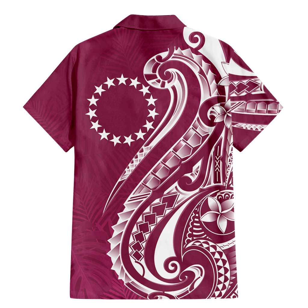 Kia Orana Cook Islands Family Matching Mermaid Dress and Hawaiian Shirt Maroon Plumeria Tropical Waves - Polynesian Pride