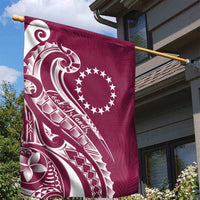 Kia Orana Cook Islands Garden Flag Maroon Plumeria Tropical Waves - Polynesian Pride