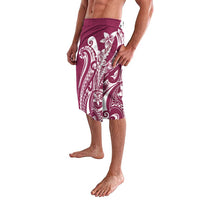 Kia Orana Cook Islands Lavalava Maroon Plumeria Tropical Waves - Polynesian Pride