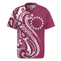 Kia Orana Cook Islands Rugby Jersey Maroon Plumeria Tropical Waves - Polynesian Pride