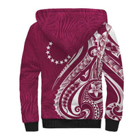 Kia Orana Cook Islands Sherpa Hoodie Maroon Plumeria Tropical Waves - Polynesian Pride
