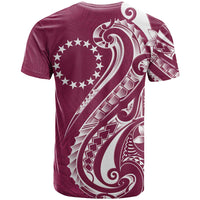 Kia Orana Cook Islands T Shirt Maroon Plumeria Tropical Waves - Polynesian Pride