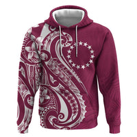 Kia Orana Cook Islands Zip Hoodie Maroon Plumeria Tropical Waves - Polynesian Pride