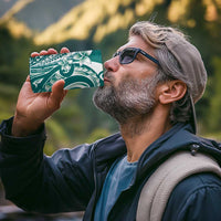 Kia Orana Cook Islands 4 in 1 Can Cooler Tumbler Teal Plumeria Tropical Waves - Polynesian Pride