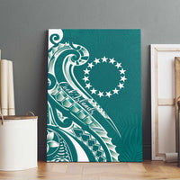 Kia Orana Cook Islands Canvas Wall Art Teal Plumeria Tropical Waves - Polynesian Pride