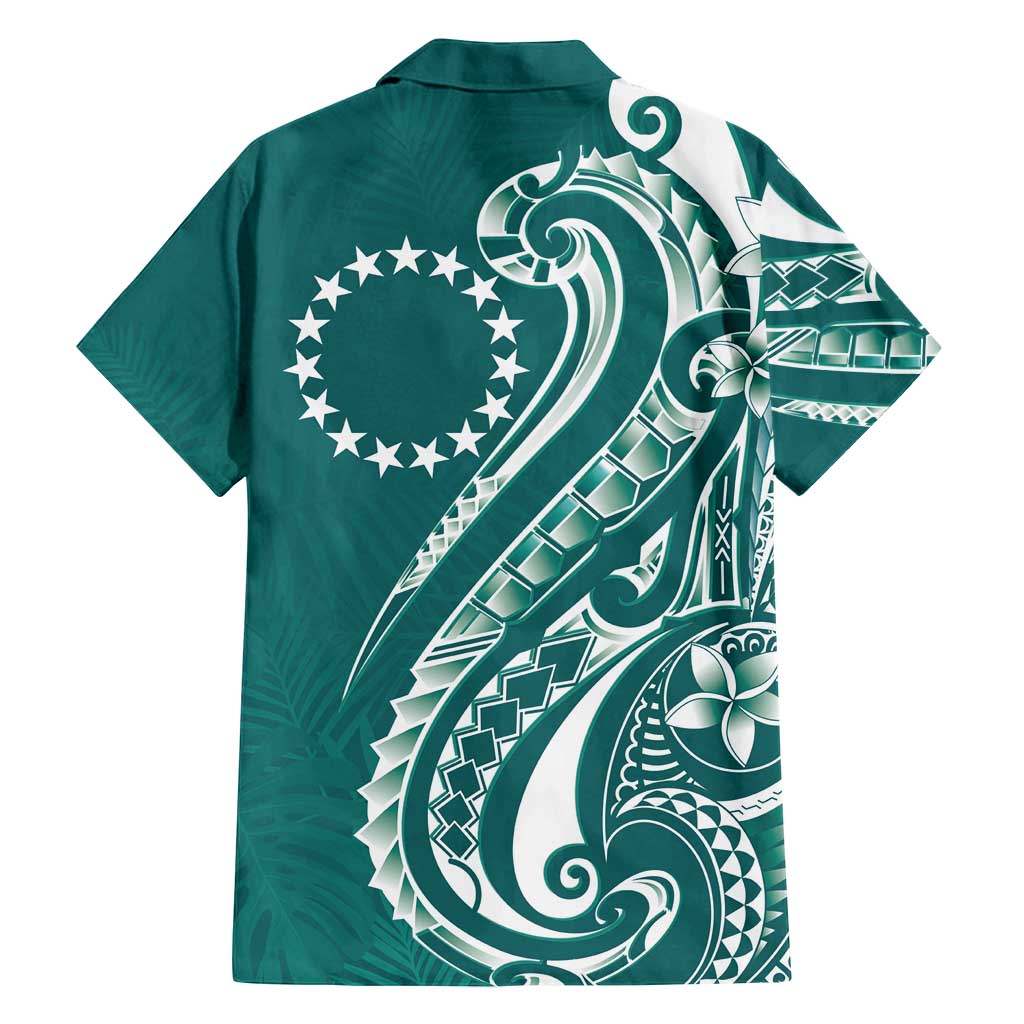 Kia Orana Cook Islands Family Matching Long Sleeve Bodycon Dress and Hawaiian Shirt Teal Plumeria Tropical Waves - Polynesian Pride