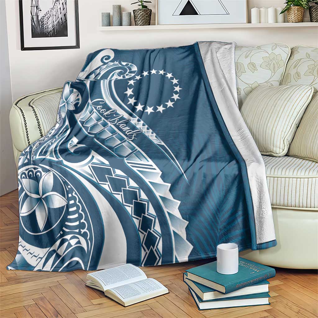 Kia Orana Cook Islands Blanket Auika Plumeria Tropical Waves - Polynesian Pride