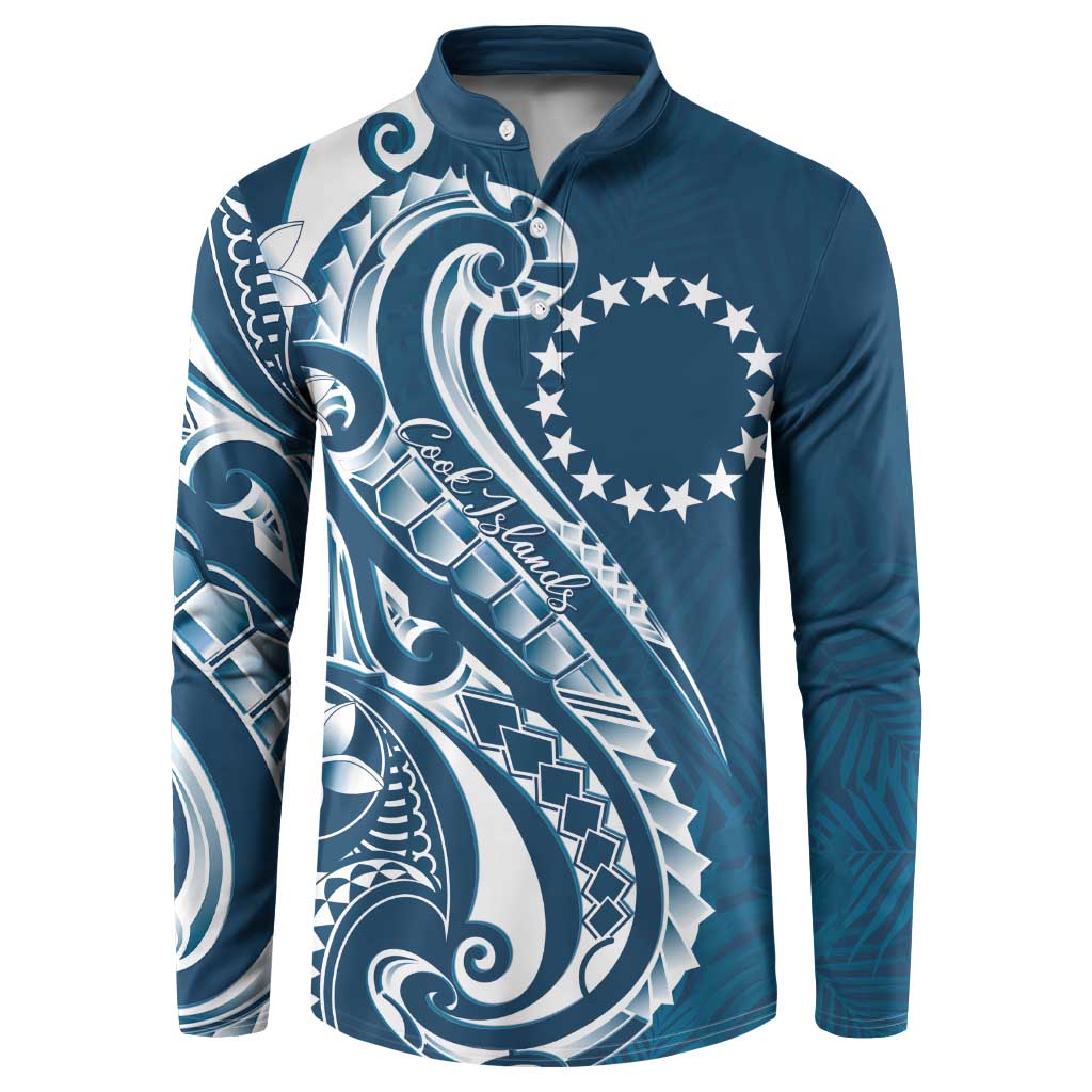 Kia Orana Cook Islands Button Sweatshirt Auika Plumeria Tropical Waves - Polynesian Pride