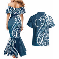 Kia Orana Cook Islands Couples Matching Mermaid Dress and Hawaiian Shirt Auika Plumeria Tropical Waves - Polynesian Pride