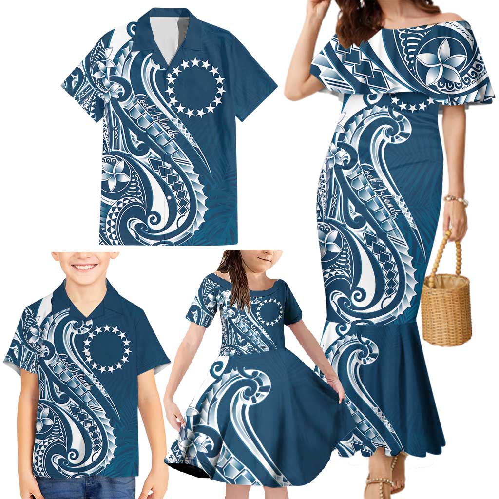 Kia Orana Cook Islands Family Matching Mermaid Dress and Hawaiian Shirt Auika Plumeria Tropical Waves - Polynesian Pride