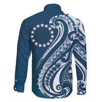 Kia Orana Cook Islands Family Matching Off The Shoulder Long Sleeve Dress and Hawaiian Shirt Auika Plumeria Tropical Waves - Polynesian Pride