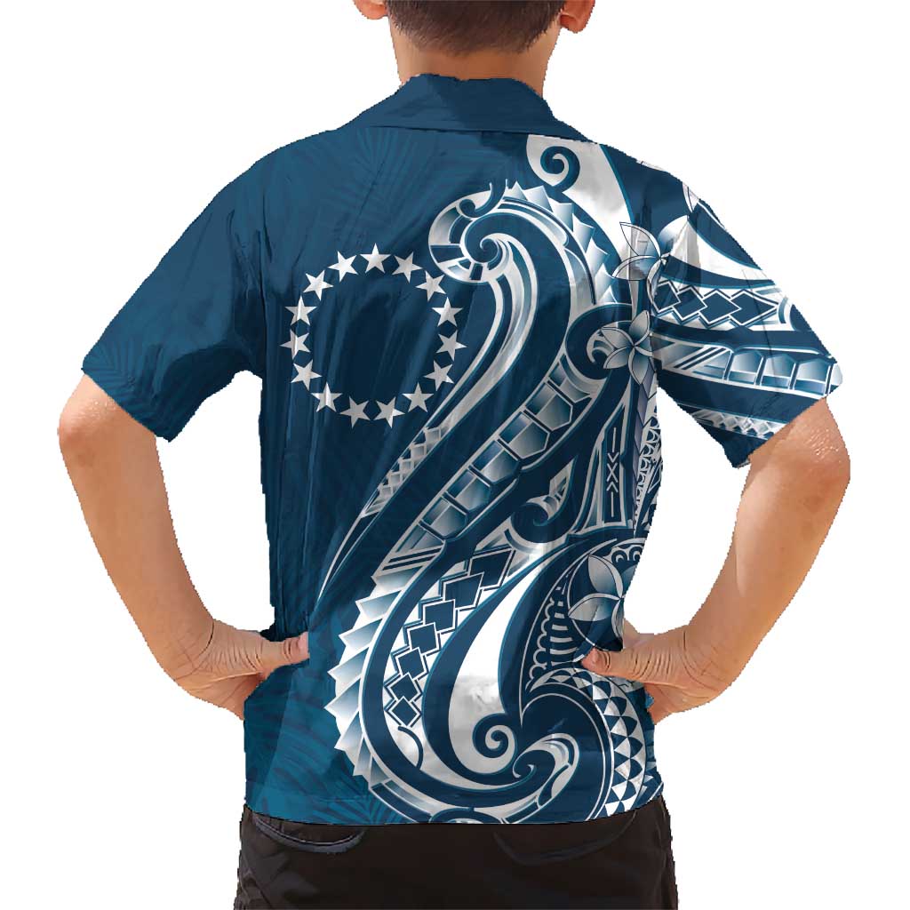 Kia Orana Cook Islands Kid Hawaiian Shirt Auika Plumeria Tropical Waves - Polynesian Pride