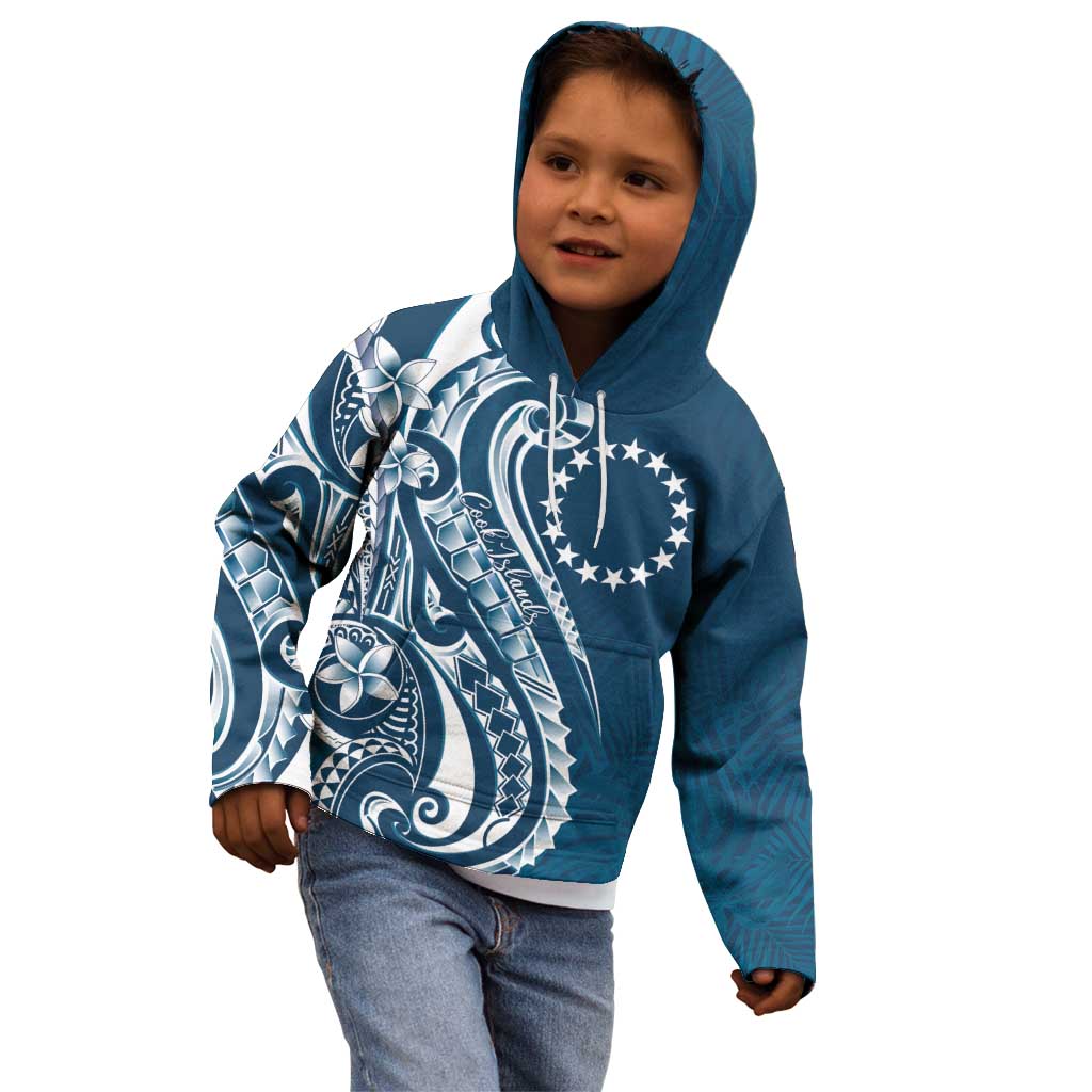 Kia Orana Cook Islands Kid Hoodie Auika Plumeria Tropical Waves - Polynesian Pride
