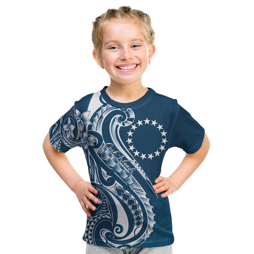 Kia Orana Cook Islands Kid T Shirt Auika Plumeria Tropical Waves - Polynesian Pride