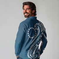 Kia Orana Cook Islands Long Sleeve Polo Shirt Auika Plumeria Tropical Waves - Polynesian Pride