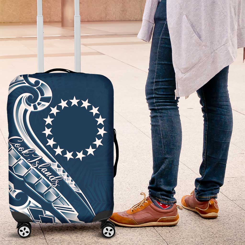 Kia Orana Cook Islands Luggage Cover Auika Plumeria Tropical Waves - Polynesian Pride