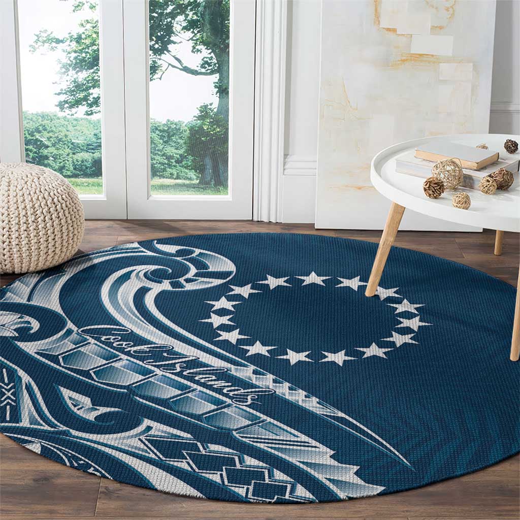 Kia Orana Cook Islands Round Carpet Auika Plumeria Tropical Waves - Polynesian Pride