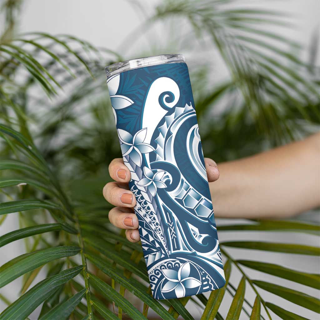 Kia Orana Cook Islands Skinny Tumbler Auika Plumeria Tropical Waves - Polynesian Pride