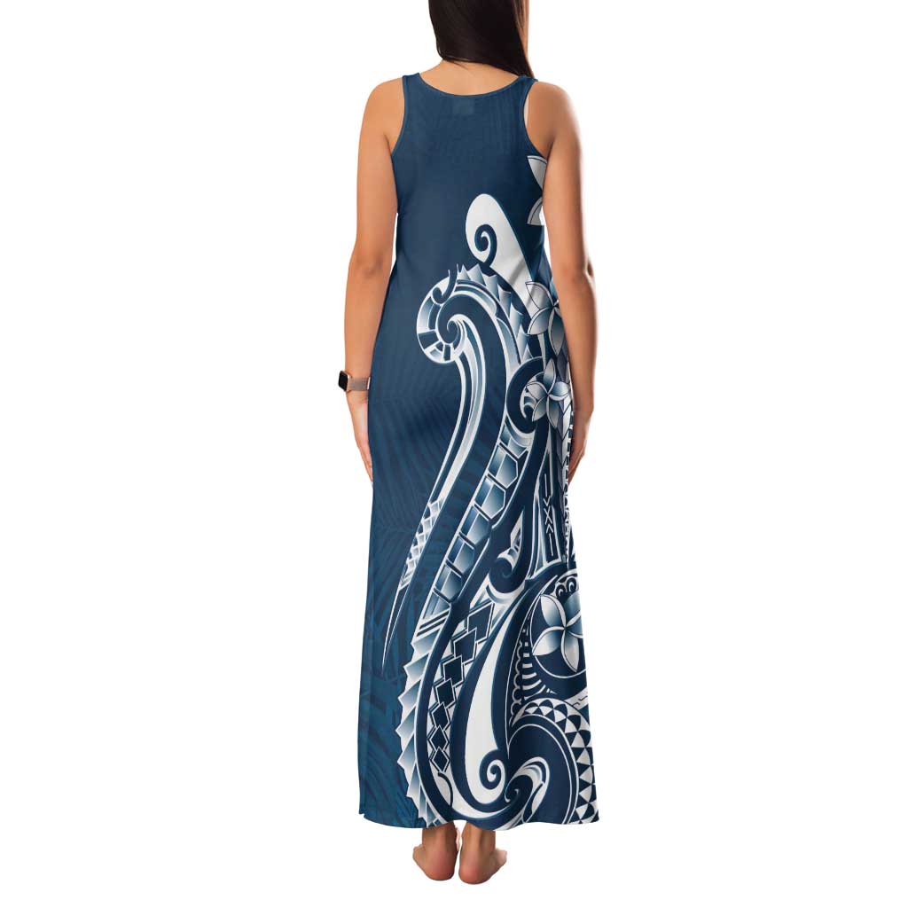 Kia Orana Cook Islands Tank Maxi Dress Auika Plumeria Tropical Waves - Polynesian Pride
