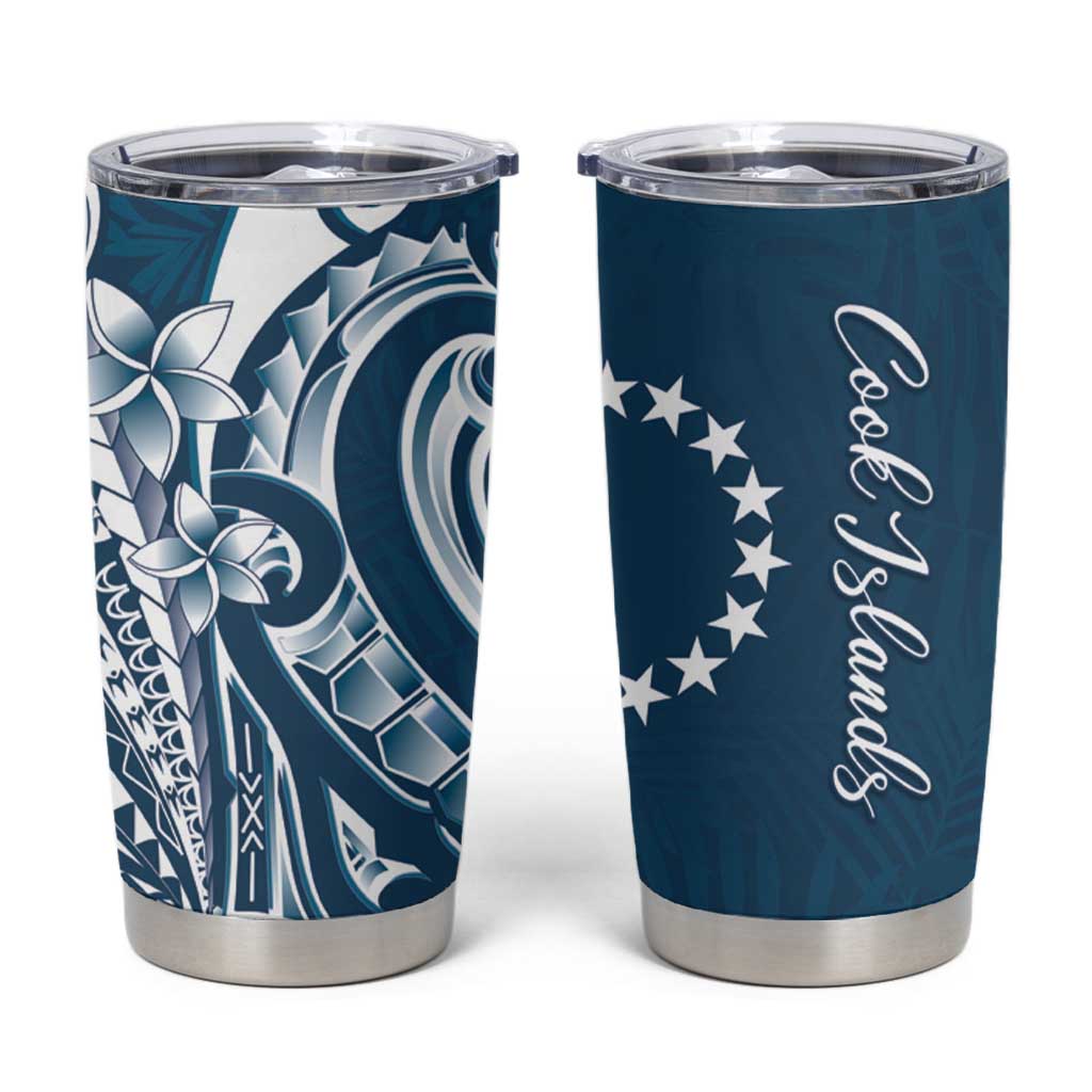 Kia Orana Cook Islands Tumbler Cup Auika Plumeria Tropical Waves - Polynesian Pride