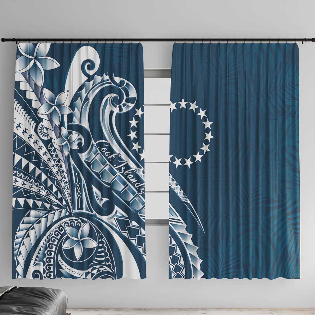 Kia Orana Cook Islands Window Curtain Auika Plumeria Tropical Waves - Polynesian Pride