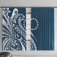 Kia Orana Cook Islands Window Curtain Auika Plumeria Tropical Waves - Polynesian Pride