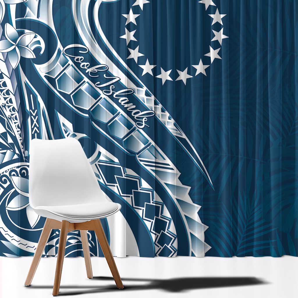 Kia Orana Cook Islands Window Curtain Auika Plumeria Tropical Waves - Polynesian Pride