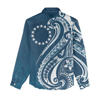 Kia Orana Cook Islands Women Casual Shirt Auika Plumeria Tropical Waves - Polynesian Pride