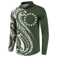 Kia Orana Cook Islands Button Sweatshirt Matie Plumeria Tropical Waves - Polynesian Pride