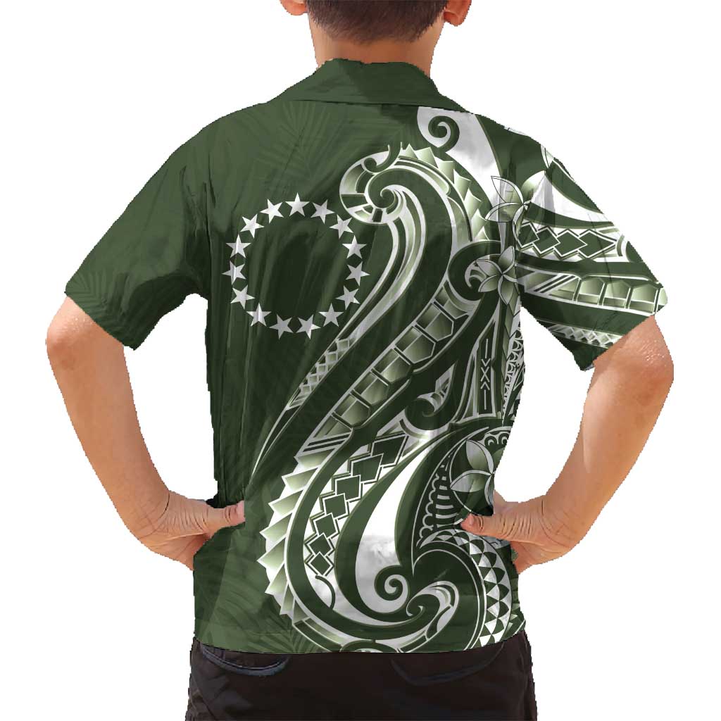 Kia Orana Cook Islands Family Matching Off Shoulder Short Dress and Hawaiian Shirt Matie Plumeria Tropical Waves - Polynesian Pride