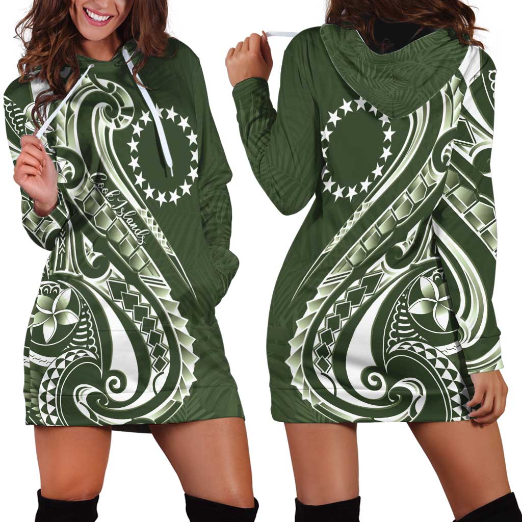 Kia Orana Cook Islands Hoodie Dress Matie Plumeria Tropical Waves - Polynesian Pride