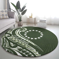 Kia Orana Cook Islands Round Carpet Matie Plumeria Tropical Waves - Polynesian Pride
