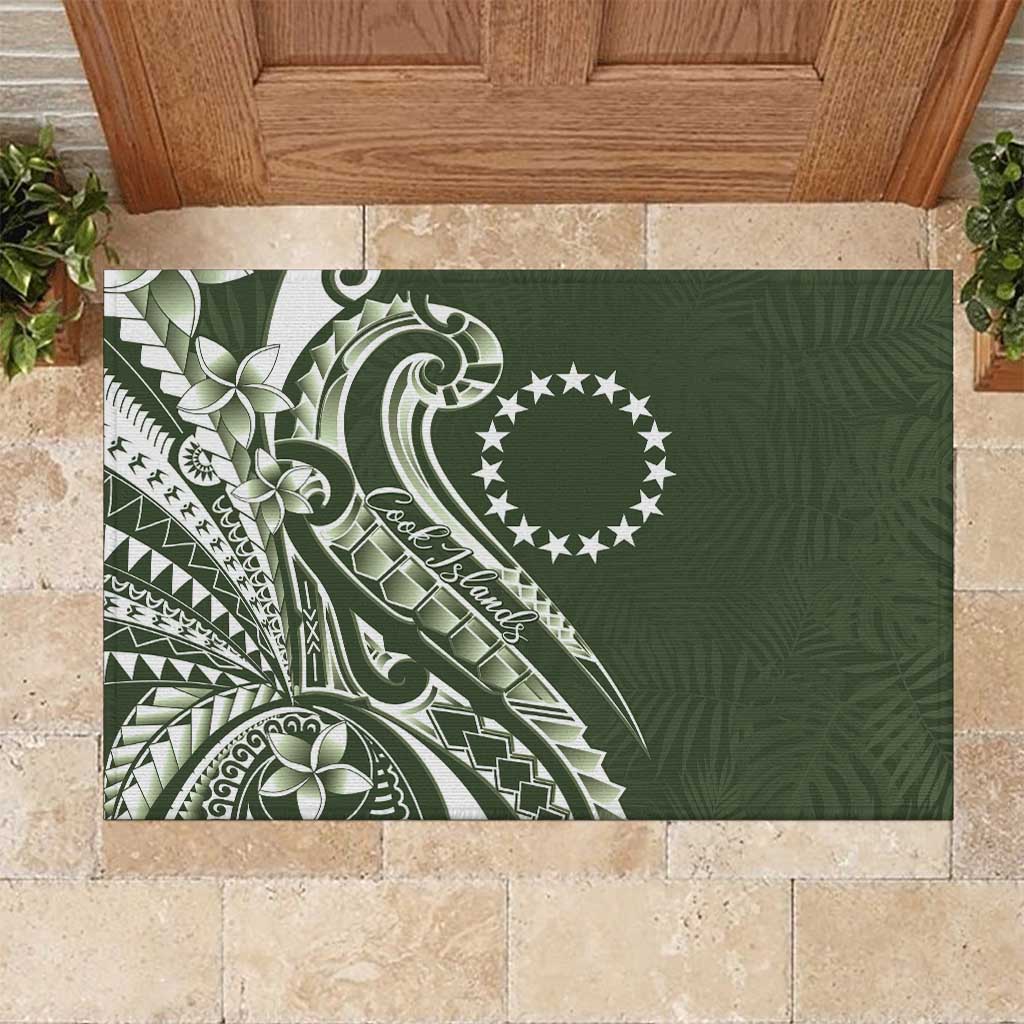 Kia Orana Cook Islands Rubber Doormat Matie Plumeria Tropical Waves - Polynesian Pride