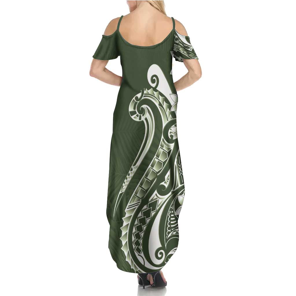 Kia Orana Cook Islands Summer Maxi Dress Matie Plumeria Tropical Waves - Polynesian Pride
