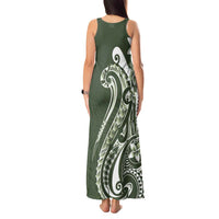 Kia Orana Cook Islands Tank Maxi Dress Matie Plumeria Tropical Waves - Polynesian Pride