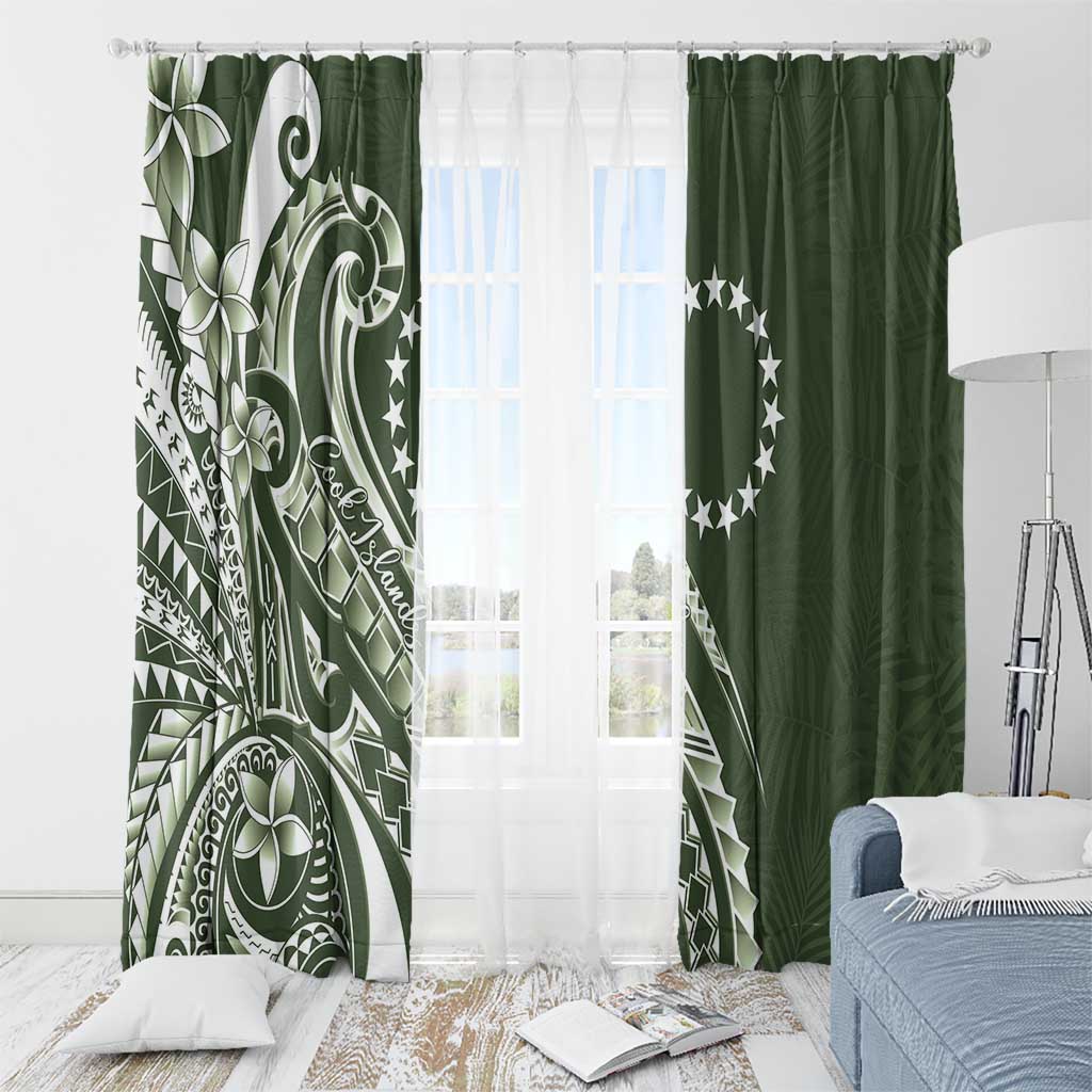 Kia Orana Cook Islands Window Curtain Matie Plumeria Tropical Waves - Polynesian Pride