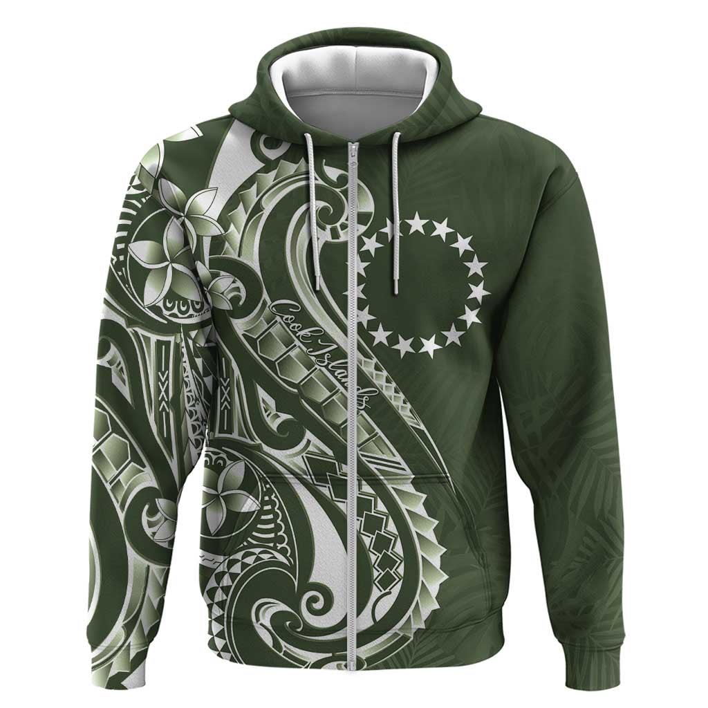 Kia Orana Cook Islands Zip Hoodie Matie Plumeria Tropical Waves - Polynesian Pride